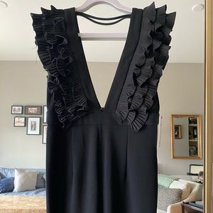 SHOP RED DRESS - Black Frilly Sleeveless Jumpsuit - NWT - Large (Ever After)